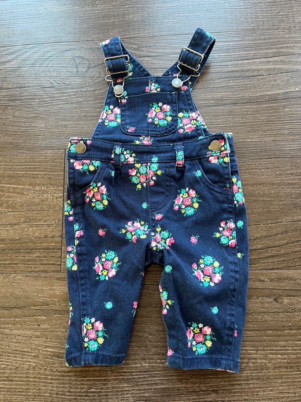 Navy Floral Baby Overalls Size 3 Months